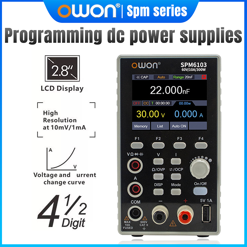 Programmable Dc Power Supply 60V 10A - Alimentation électrique programmable OWON SPM6103, 60V